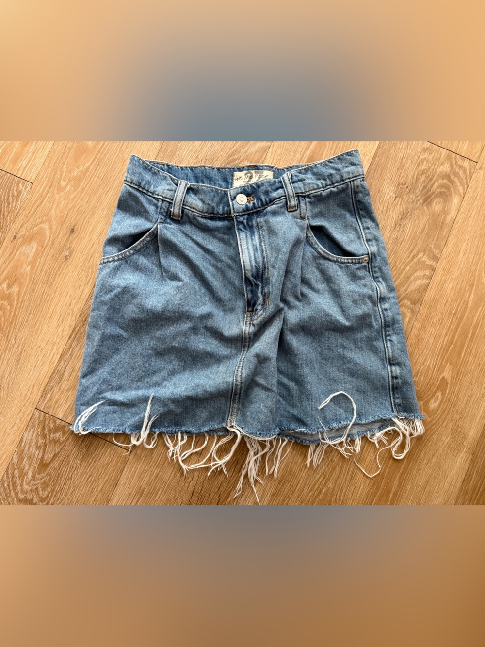 We The Free Light Blue Frayed-Hem Denim Shorts